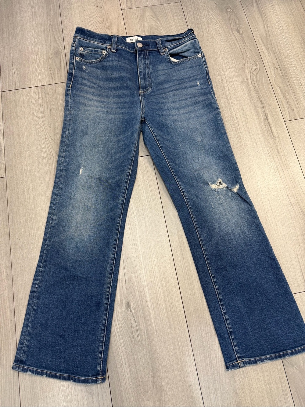 pistola High-Rise Wide Leg Distressed Jeans - Denim Blue